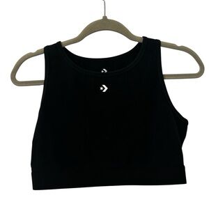 Black Converse Athletic Crop Top Shirt Workout Fitness Athleisure Women’s Large!